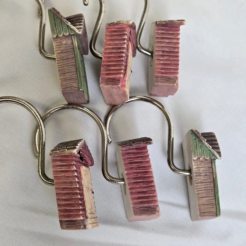 Linda Spivey Rustic Country Outhouse Shower Curtain Hooks Set of 6 Resin Metal